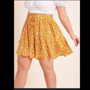Plus size High Waist Floral Skort